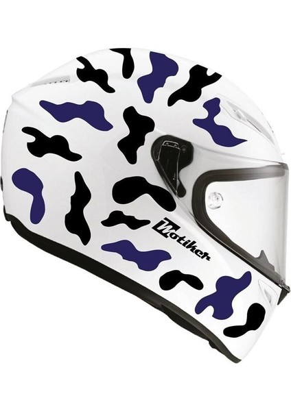 Siyah Mavi Kamuflaj Kask Sticker Modeli