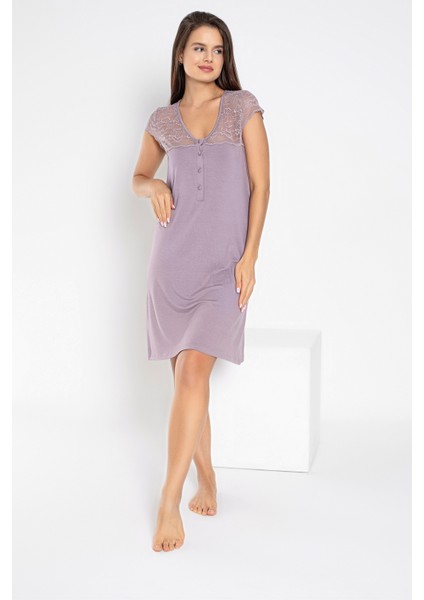 Kadın Viskon Dantelli V Yaka Kısakol Tunik C840-816