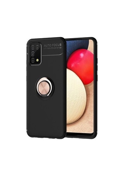 Samsung Galaxy A02S Kılıf Metal Stant Olabilen Yüzüklü Flexring Premium Silikon Kılıf
