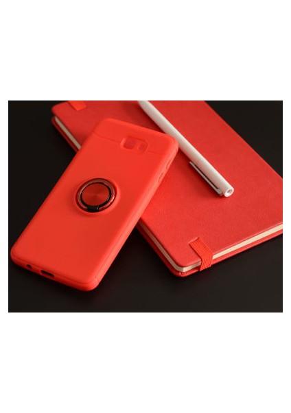 Samsung Galaxy J7 Prime Kılıf Metal Stant Olabilen Yüzüklü Flexring Premium Silikon Kılıf