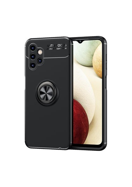 Samsung Galaxy A13 4g Kılıf Manyetik (Metal) Yüzüklü ve Stant Olabilen Rewon Premium Silikon Kapak