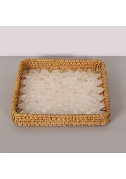 Mylamp Kare Kremy 23X23X3 Sedefli Rattan Tepsi & Duvar Dekoru fiyatları