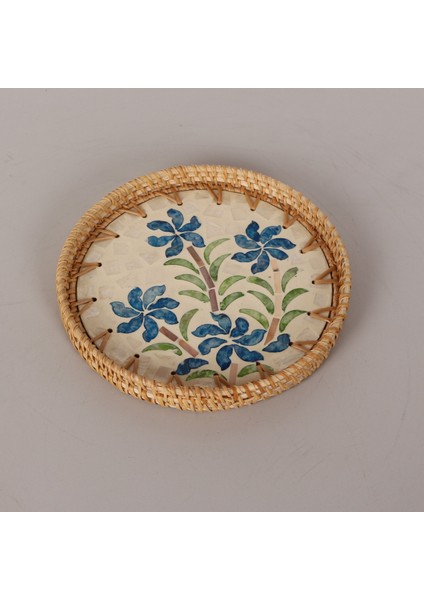 Mylamp Chara 21X2,5CM Sedefli Rattan Tepsi & Duvar Dekoru