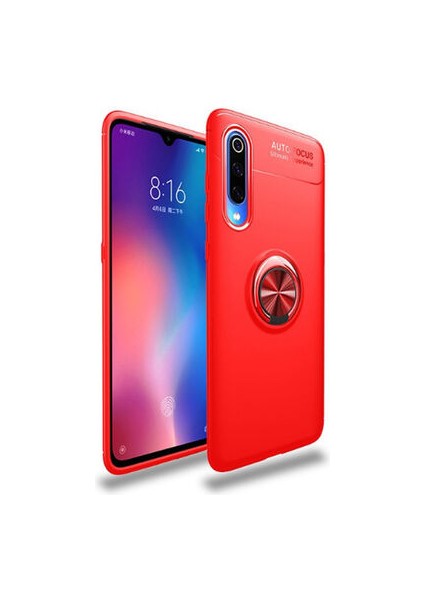 Xiaomi Mi 9 Lite Kılıf Manyetik (Metal) Yüzüklü ve Stant Olabilen Rewon Premium Silikon Kapak