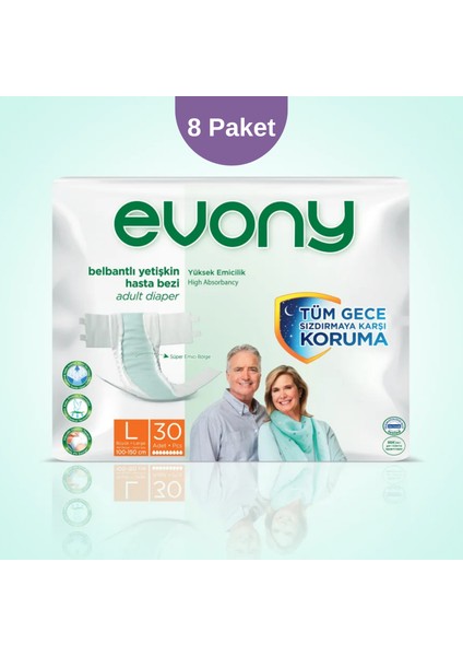 Belbantlı Hasta Bezi L Beden – 8 Paket (Toplam 240 Adet)