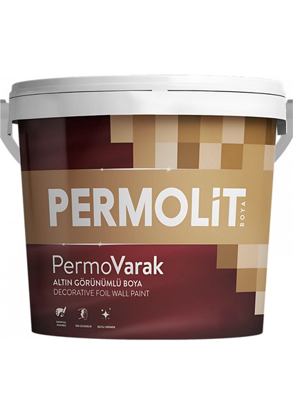 Permovarak Silikonlu Su Bazlı Altın Görünümlü Boya 0,75L - 2,5l | Iç - Dış Cephe Boyası Altın Varak