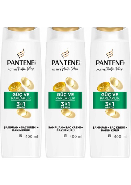 Güç ve Parlaklık 3'ü 1 Arada Şampuan 400 ml x 3 Adet fiyatları