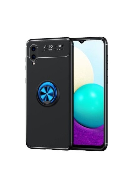 Samsung Galaxy A02 Kılıf Metal Stant Olabilen Yüzüklü Flexring Premium Silikon Kılıf