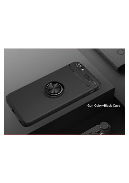 iPhone 6s Plus Kılıf Manyetik (Metal) Yüzüklü ve Stant Olabilen Rewon Premium Silikon Kapak