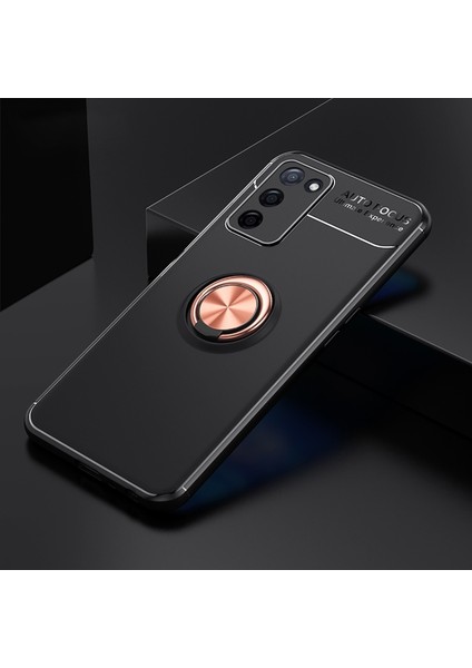Oppo A55 5g Kılıf Manyetik (Metal) Yüzüklü ve Stant Olabilen Rewon Premium Silikon Kapak