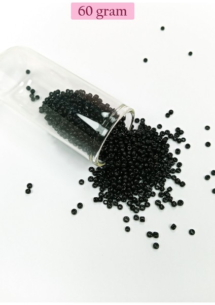 Dökme Cam Kum Boncuk (11/0) 2 mm - 60 Gram - Siyah - BNC045