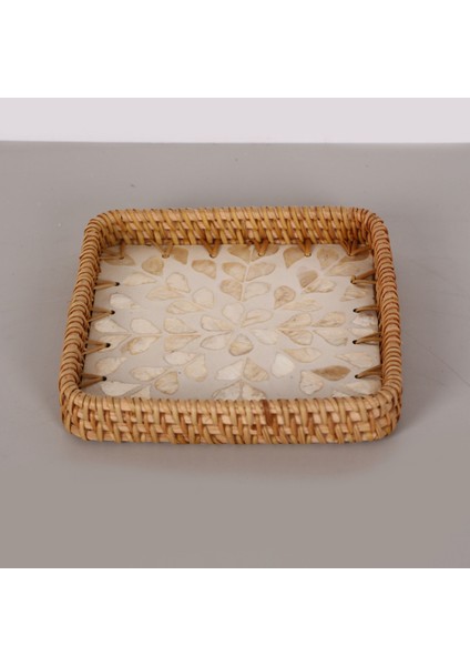 Mylamp Kare Kremy 18X18X3 Sedefli Rattan Tepsi & Duvar Dekoru fırsatları