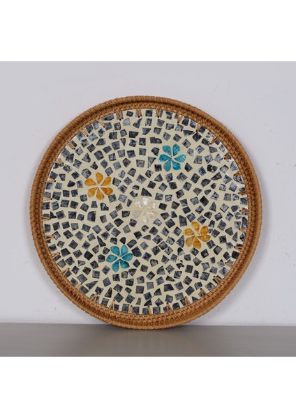 Mylamp Mareflora Sedefli Rattan Tepsi & Duvar Dekoru 40X3 cm