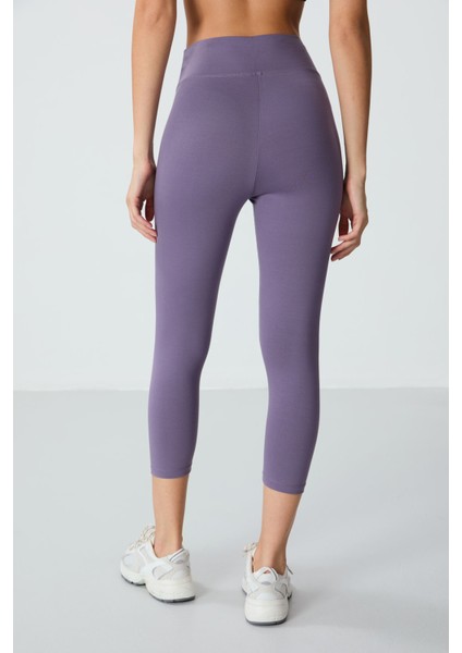 Eflatun Yüksek Bel Slim Fit Dar Paça Kadın Kapri Tayt - 93097 modelleri