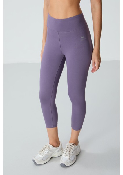 Eflatun Yüksek Bel Slim Fit Dar Paça Kadın Kapri Tayt - 93097 indirimleri