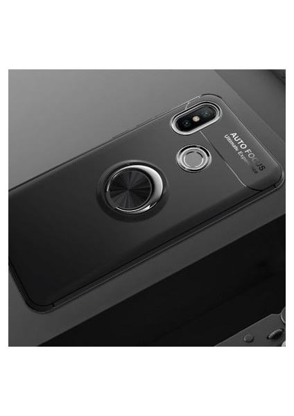 Xiaomi Mi 8 Se Kılıf Manyetik (Metal) Yüzüklü ve Stant Olabilen Rewon Premium Silikon Kapak