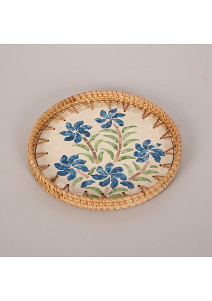 Mylamp Chara 23X2,5 cm Sedefli Rattan Tepsi & Duvar Dekoru