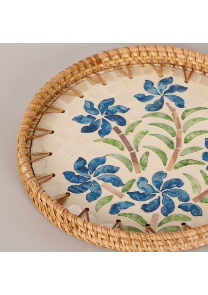 Mylamp Chara 23X2,5 cm Sedefli Rattan Tepsi & Duvar Dekoru fırsatları