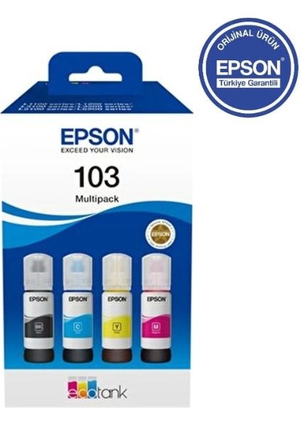 Ecotank 103 65ML Orijinal 4 Renk (Black,cyan,magenta,yellow) Mürekkep Kartuş