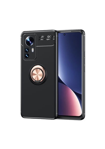 Xiaomi Mi 12 Kılıf Manyetik (Metal) Yüzüklü ve Stant Olabilen Rewon Premium Silikon Kapak