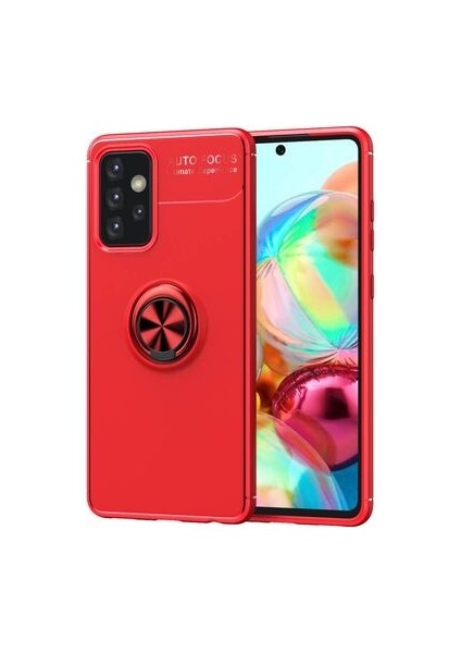 Samsung Galaxy A72 Kılıf Manyetik (Metal) Yüzüklü ve Stant Olabilen Rewon Premium Silikon Kapak