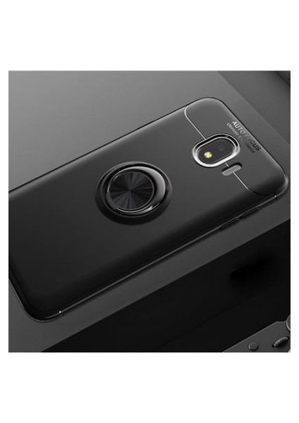Samsung Galaxy J4 Kılıf Manyetik (Metal) Yüzüklü ve Stant Olabilen Rewon Premium Silikon Kapak