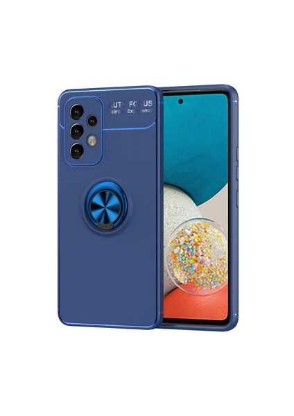 Samsung Galaxy A53 5g Kılıf Manyetik (Metal) Yüzüklü ve Stant Olabilen Rewon Premium Silikon Kapak
