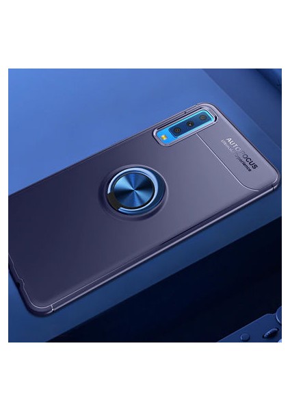Samsung Galaxy A7 2018 Kılıf Manyetik (Metal) Yüzüklü ve Stant Olabilen Rewon Premium Silikon Kapak
