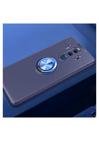 Huawei Mate 10 Pro Kılıf Manyetik (Metal) Yüzüklü ve Stant Olabilen Rewon Premium Silikon Kapak
