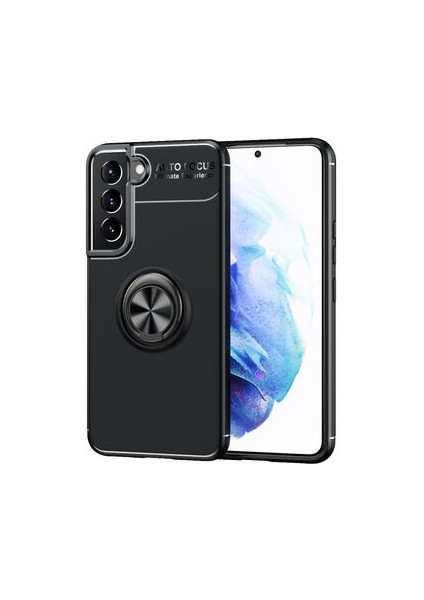 Samsung Galaxy S22 Plus Kılıf Manyetik (Metal) Yüzüklü ve Stant Olabilen Rewon Premium Silikon Kapak