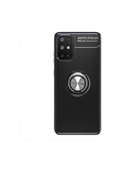 Samsung Galaxy A31 Kılıf Manyetik (Metal) Yüzüklü ve Stant Olabilen Rewon Premium Silikon Kapak