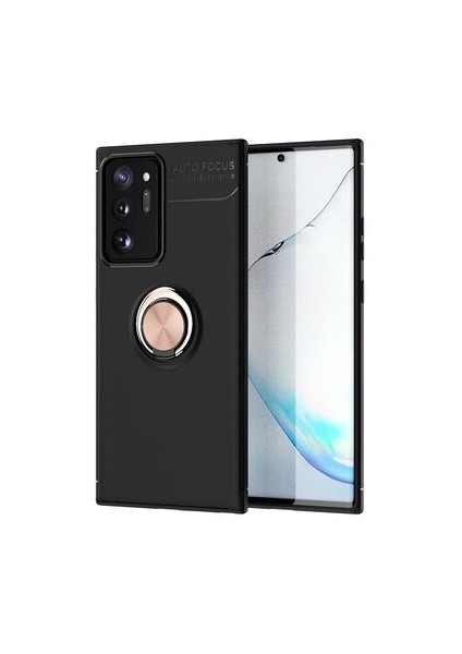 Samsung Galaxy Note 20 Ultra Kılıf Manyetik (Metal) Yüzüklü ve Stant Olabilen Rewon Premium Silikon Kapak