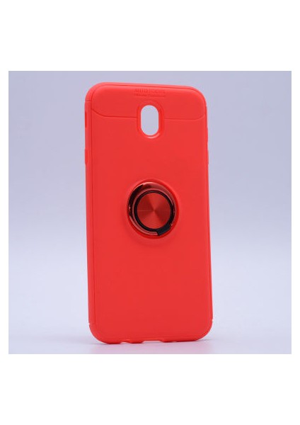 Samsung Galaxy J7 Pro Kılıf Manyetik (Metal) Yüzüklü ve Stant Olabilen Rewon Premium Silikon Kapak