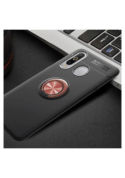 Samsung Galaxy A20S Kılıf Metal Stant Olabilen Yüzüklü Flexring Premium Silikon Kılıf