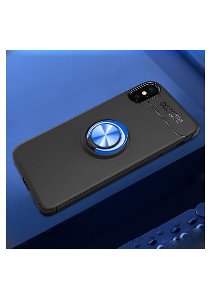 iPhone x Kılıf Manyetik (Metal) Yüzüklü ve Stant Olabilen Rewon Premium Silikon Kapak