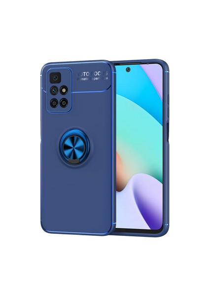 Redmi 10 Kılıf Manyetik (Metal) Yüzüklü ve Stant Olabilen Rewon Premium Silikon Kapak