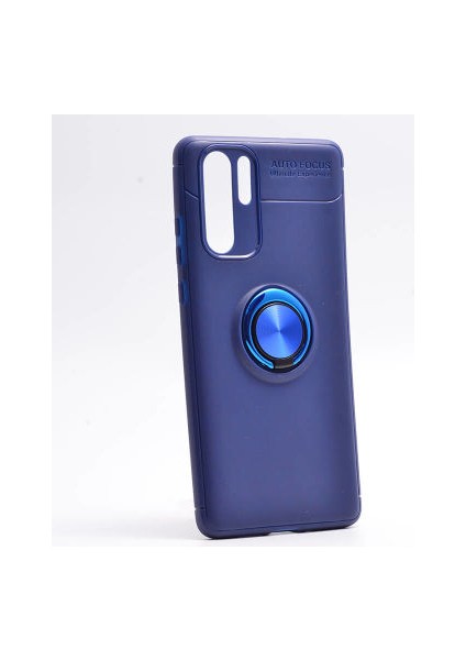 Huawei P30 Pro Kılıf Metal Stant Olabilen Yüzüklü Flexring Premium Silikon Kılıf