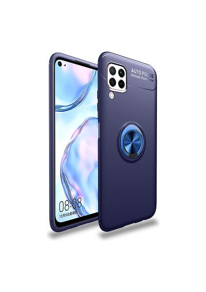 Huawei P40 Lite Kılıf Metal Stant Olabilen Yüzüklü Flexring Premium Silikon Kılıf