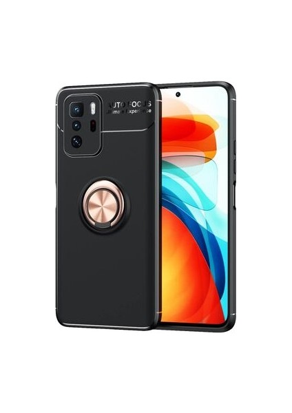 Poco X3 Gt Kılıf Manyetik (Metal) Yüzüklü ve Stant Olabilen Rewon Premium Silikon Kapak