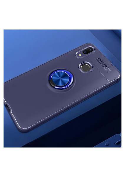 Huawei Y7 Prime 2019 Kılıf Metal Stant Olabilen Yüzüklü Flexring Premium Silikon Kılıf