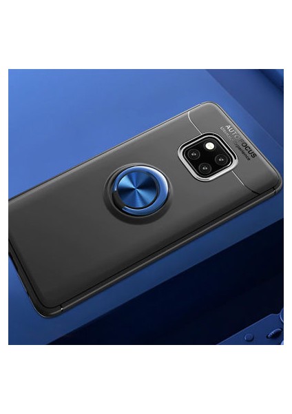 Huawei Mate 20 Pro Kılıf Metal Stant Olabilen Yüzüklü Flexring Premium Silikon Kılıf