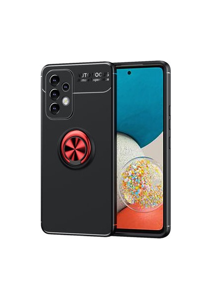 Samsung Galaxy A73 Kılıf Manyetik (Metal) Yüzüklü ve Stant Olabilen Rewon Premium Silikon Kapak