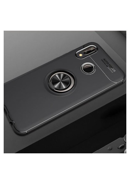 Huawei P20 Lite Kılıf Metal Stant Olabilen Yüzüklü Flexring Premium Silikon Kılıf