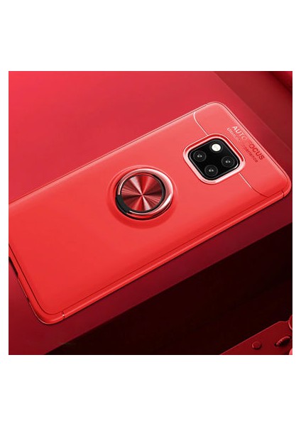 Huawei Mate 20 Pro Kılıf Manyetik (Metal) Yüzüklü ve Stant Olabilen Rewon Premium Silikon Kapak