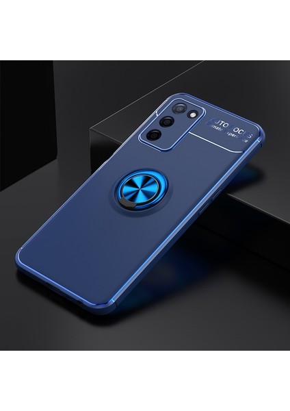 Oppo A55 5g Kılıf Metal Stant Olabilen Yüzüklü Flexring Premium Silikon Kılıf