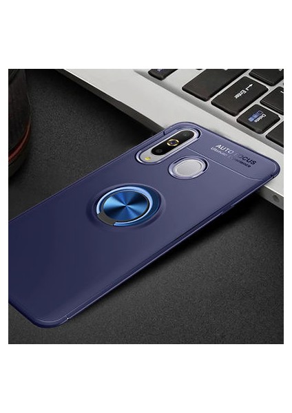 Samsung Galaxy A20S Kılıf Metal Stant Olabilen Yüzüklü Flexring Premium Silikon Kılıf