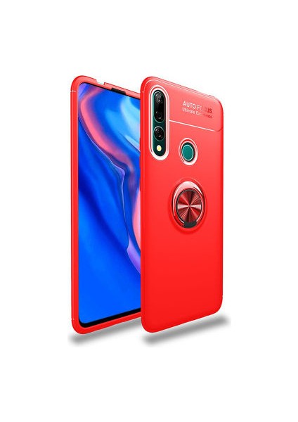 Huawei Y9 Prime 2019 Kılıf Metal Stant Olabilen Yüzüklü Flexring Premium Silikon Kılıf
