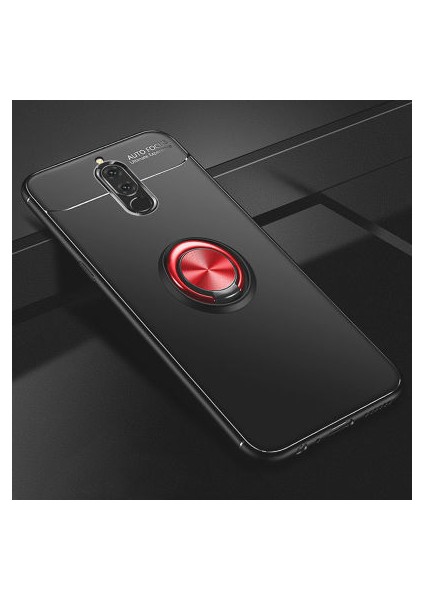 Huawei Mate 10 Lite Kılıf Metal Stant Olabilen Yüzüklü Flexring Premium Silikon Kılıf