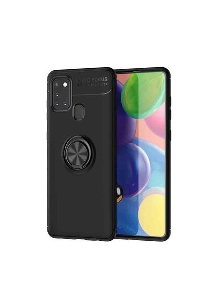 Samsung Galaxy A21S Kılıf Metal Stant Olabilen Yüzüklü Flexring Premium Silikon Kılıf