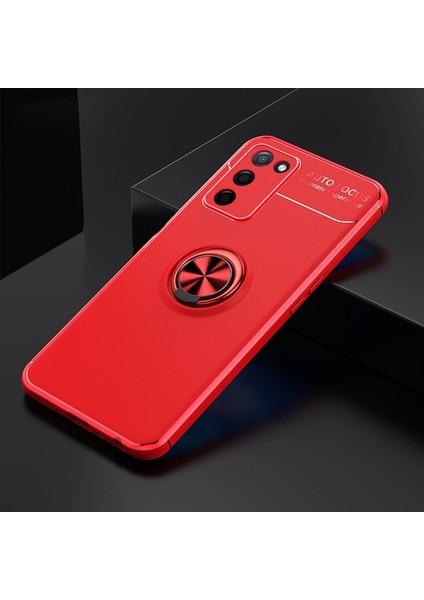 Oppo A55 5g Kılıf Metal Stant Olabilen Yüzüklü Flexring Premium Silikon Kılıf